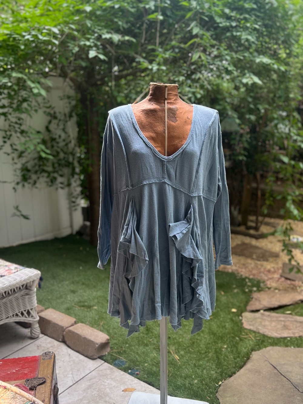 Free People Light Blue Ruffle Tunic Top - Picture 2 of 2